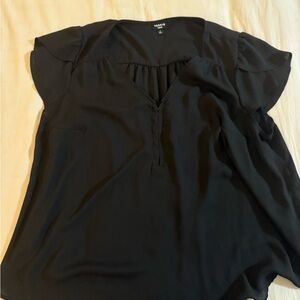 Torrid Black Blouse with Flutter Sleeves